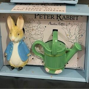 Peter Rabbit Ceramic Salt and Pepper Shakers - Blue and Green